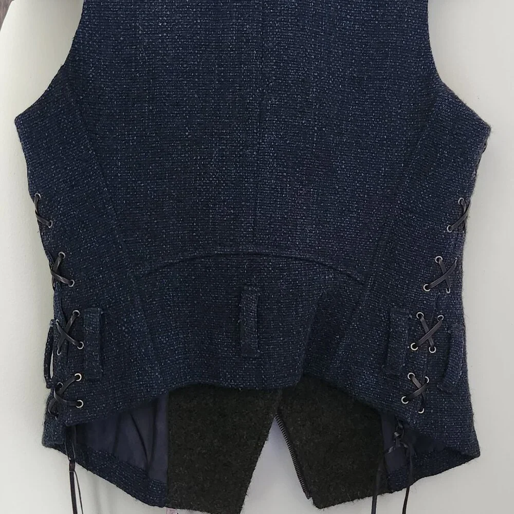 RARE DIESEL double collar motorcycle fringe vest XS - Picture 2 of 5